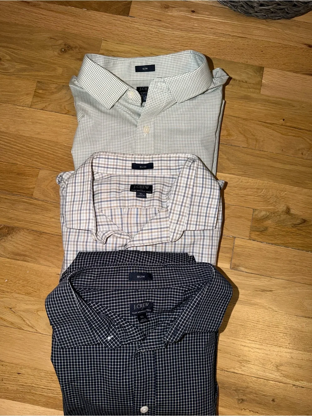 J. Crew Slim Fit Checked Shirt Bundle - Navy, White, Light Green